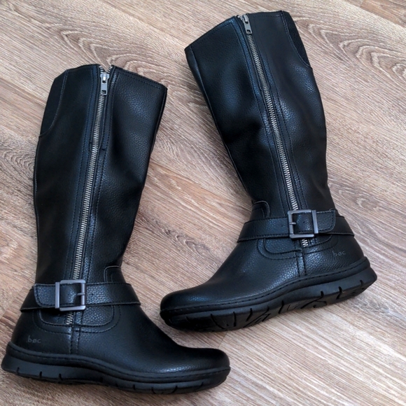b.o.c. Shoes - B.O.C. Black Pauline Riding Boots Zip Up Buckle Accent